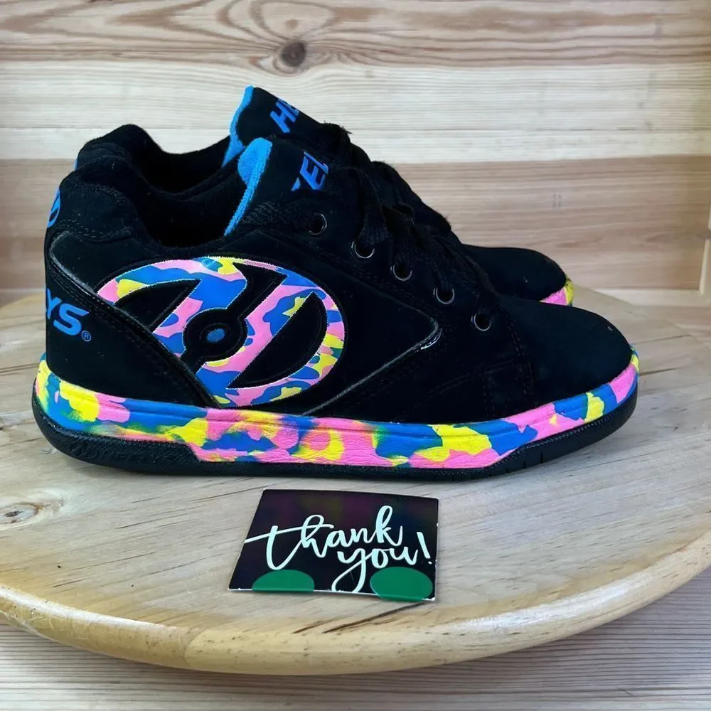Heely’s Black Pink Yellow & Blue Low Top Kids Shoe Youth Size 3